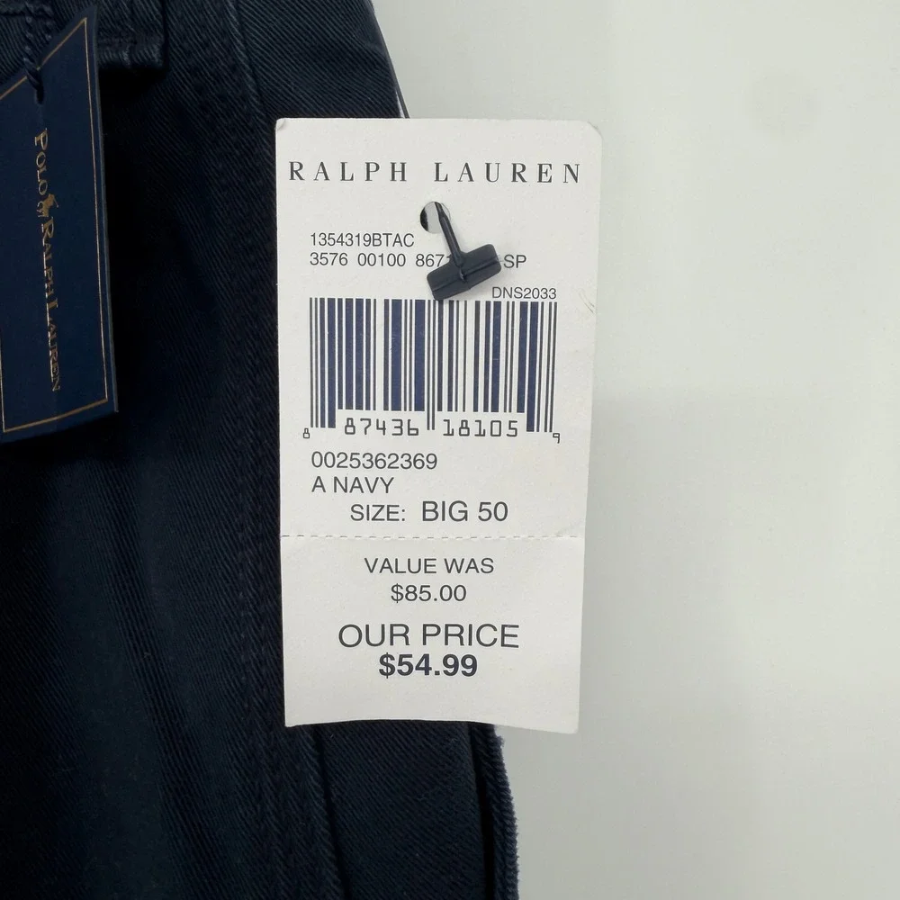 Polo Ralph Lauren Mens Big 50 Navy Blue Cotton Cargo Shorts 1354319BTAC NEW